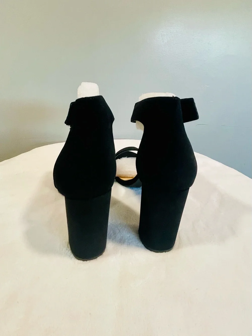 Wide-Fit Black Block Heel Sandals with Ankle Strap in EDMONTON STYLE